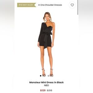 NBD Black One-Shoulder Long Sleeve Dress